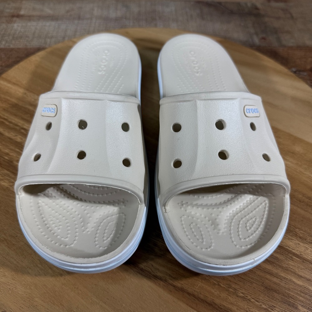 Crocs Slide Sandal Womens 7 Cream Crocband III Athletic Slip On Comfort Casual